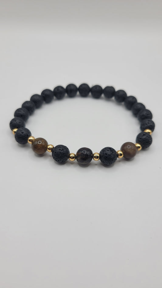 Tiger's Eye, Lava Stime with gold accents