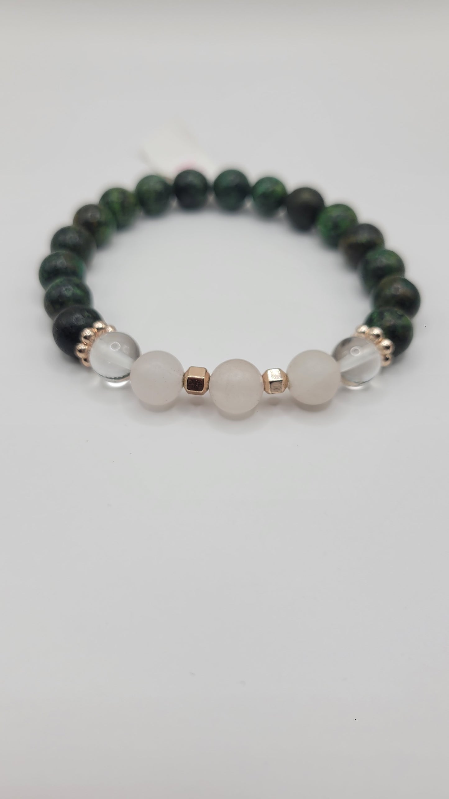 Moss Agate, Clear and Rose Quartz w/accents