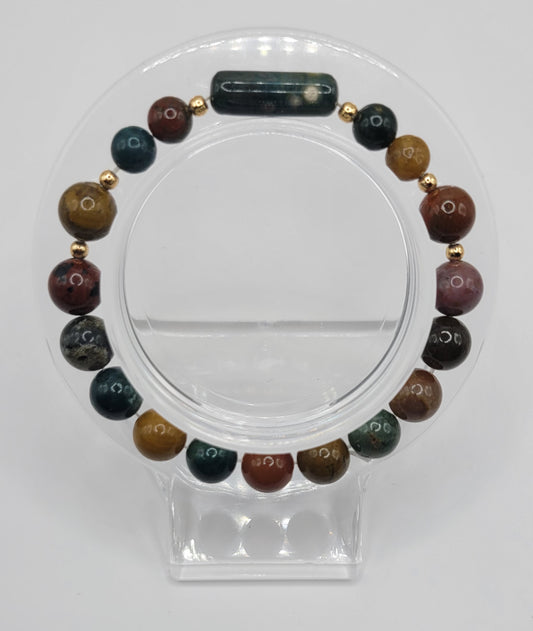 Mookaite stones w/gold accent beads